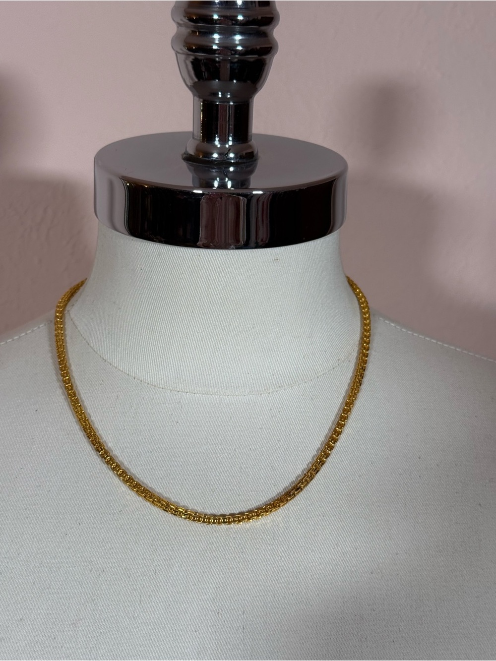 Gold sterling silver designer runway square link heavy chain necklace 18” Italy - Picture 5 of 17